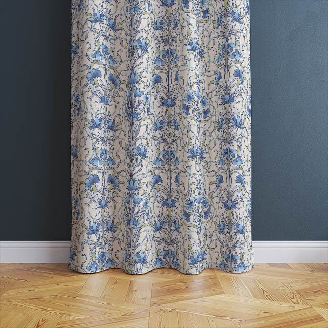 Vanessa Cotton Curtain Fabric - Delft