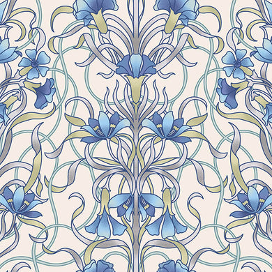 Vanessa Cotton Curtain Fabric - Delft in blue and white stripes
