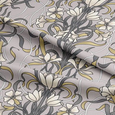 Vanessa Cotton Curtain Fabric - Grey