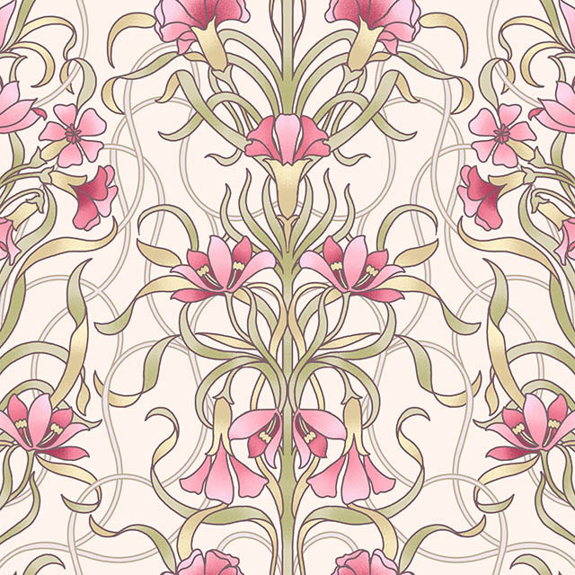 Vanessa Cotton Curtain Fabric - Rose