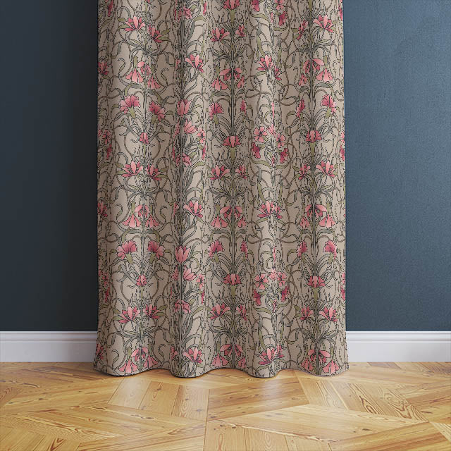  Vanessa Cotton Curtain Fabric in Rouge, perfect for creating a cozy and inviting atmosphere in your home