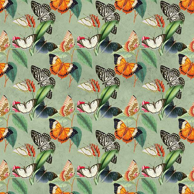 Vintage Butterfly Fabric - Green