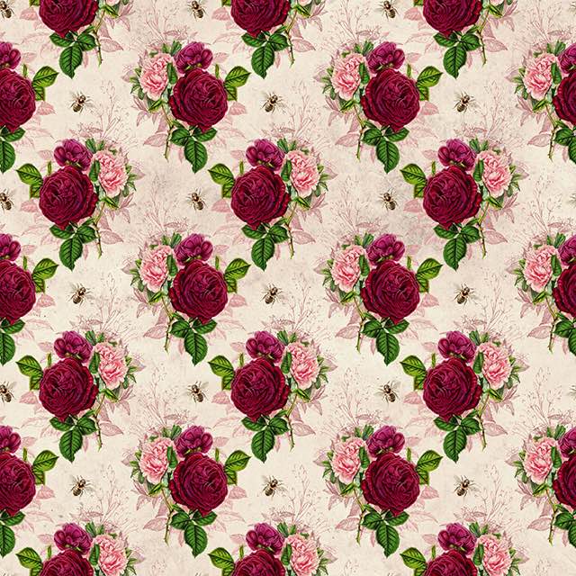 Vintage Peony Cotton Curtain Fabric - Wine