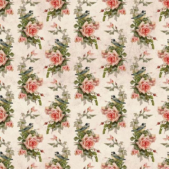 Vintage Rose Cotton Curtain Fabric - Pink*
