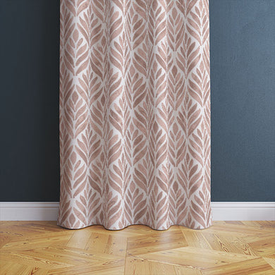 Watercolour Leaves Cotton Curtain Fabric - Rose Gold
