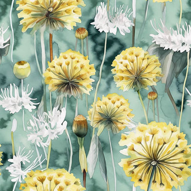 Dandelion Linen Curtain Fabric - Teal