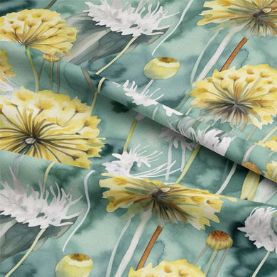 Dandelion Linen Curtain Fabric - Teal