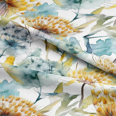 Dandelion Linen Curtain Fabric in Verdigris color, perfect for natural home decor