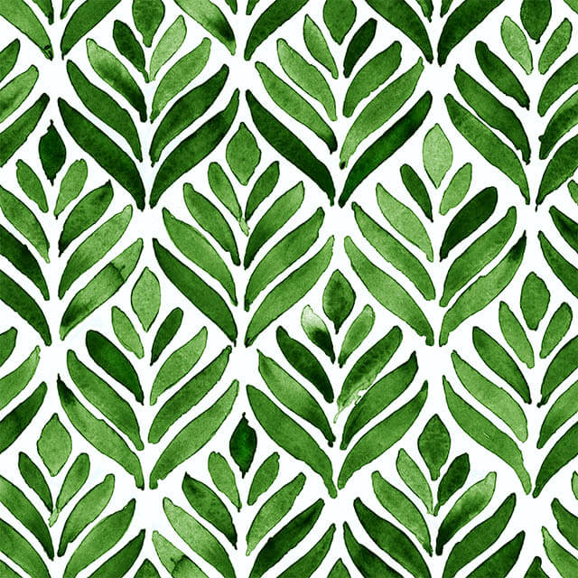 Watercolour Leaves Cotton Curtain Fabric 