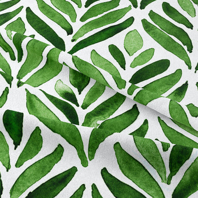 Watercolour Leaves Cotton Curtain Fabric 
