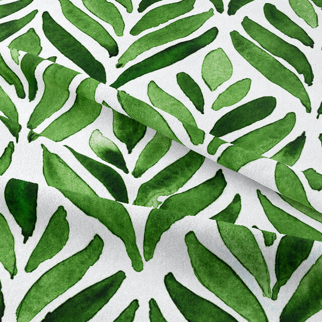 Watercolour Leaves Cotton Curtain Fabric 