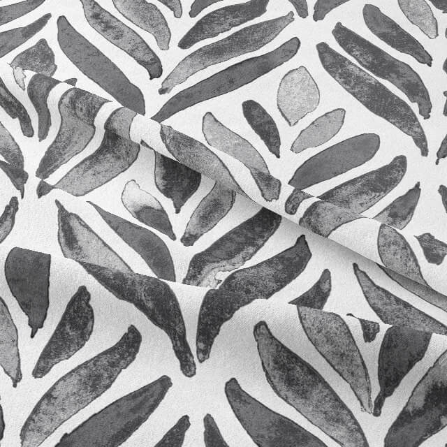 Watercolour Leaves Cotton Curtain Fabric 