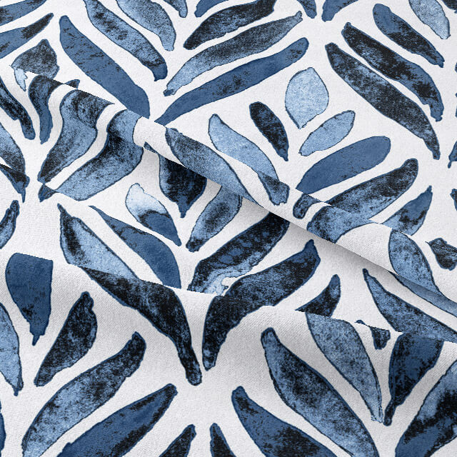 Watercolour Leaves Cotton Curtain Fabric 