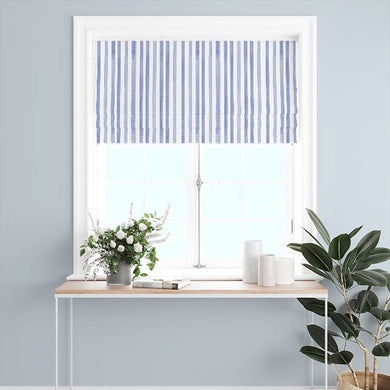 Watercolour Stripe Cotton Curtain Fabric - Blue