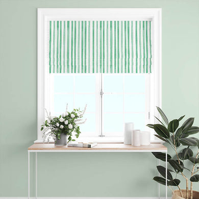 Beautiful Watercolour Stripe Cotton Curtain Fabric in Green for Home Decor