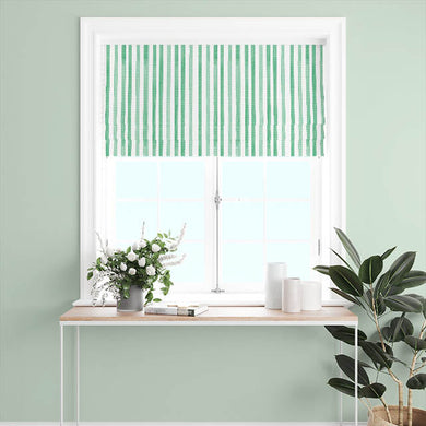 Watercolour Stripe Cotton Curtain Fabric - Green