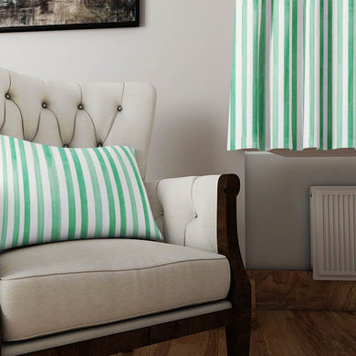 Watercolour Stripe Cotton Curtain Fabric - Green
