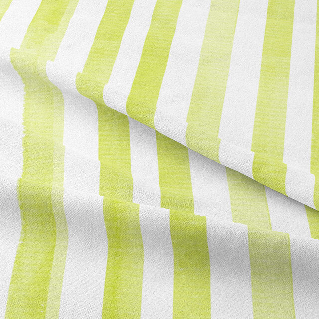 Elegant lime green watercolour stripe cotton curtain fabric