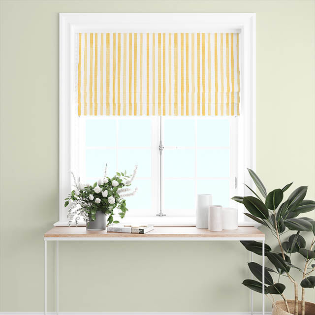 Watercolour Stripe Cotton Curtain Fabric - Ochre