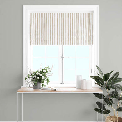 Watercolour Stripe Cotton Curtain Fabric - Taupe