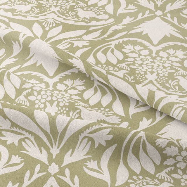 westerham Cotton Curtain & Blind Fabric Lichen