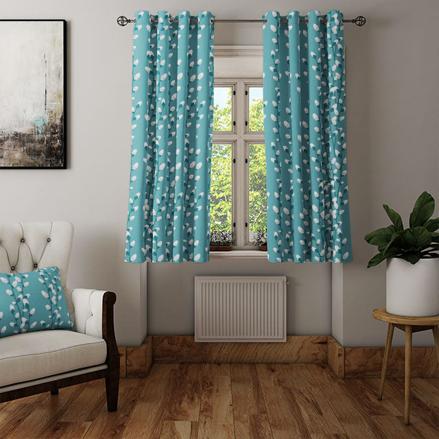 High-quality teal linen fabric designed for creating stunning curtains and drapes