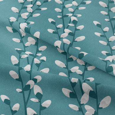 Luxurious teal linen fabric for curtains and window treatments