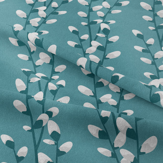 Willow Linen Curtain Fabric - Teal