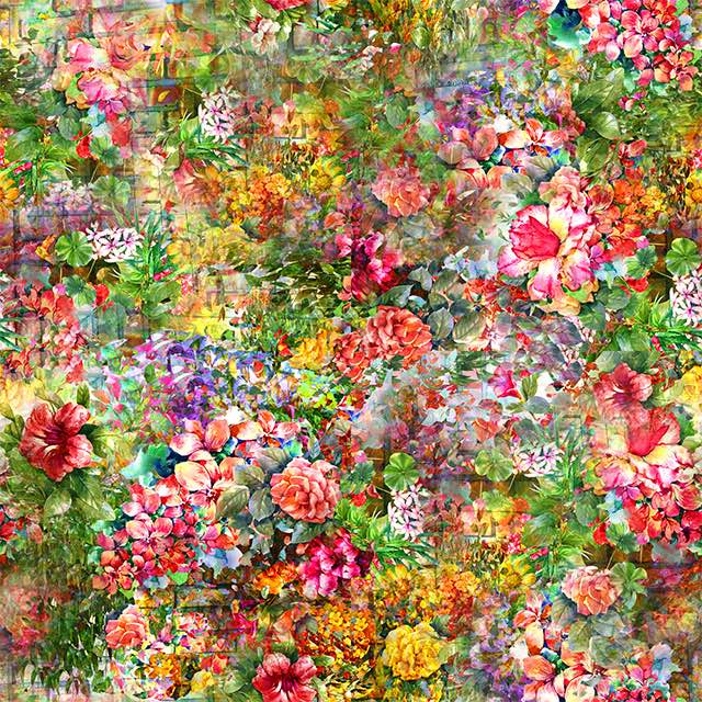 Close-up of Wisley Cotton Curtain Fabric - Summer in bright yellow and green floral pattern