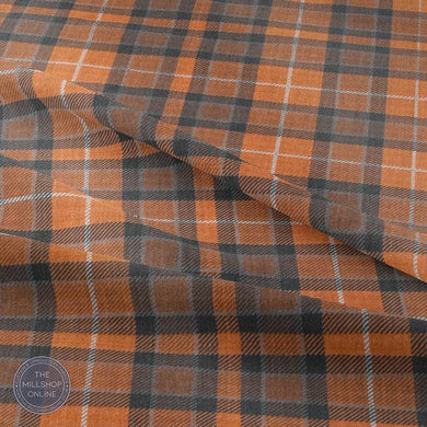 Atriochtan Plaid Flame - Vibrant Orange Roman Blind Fabric
