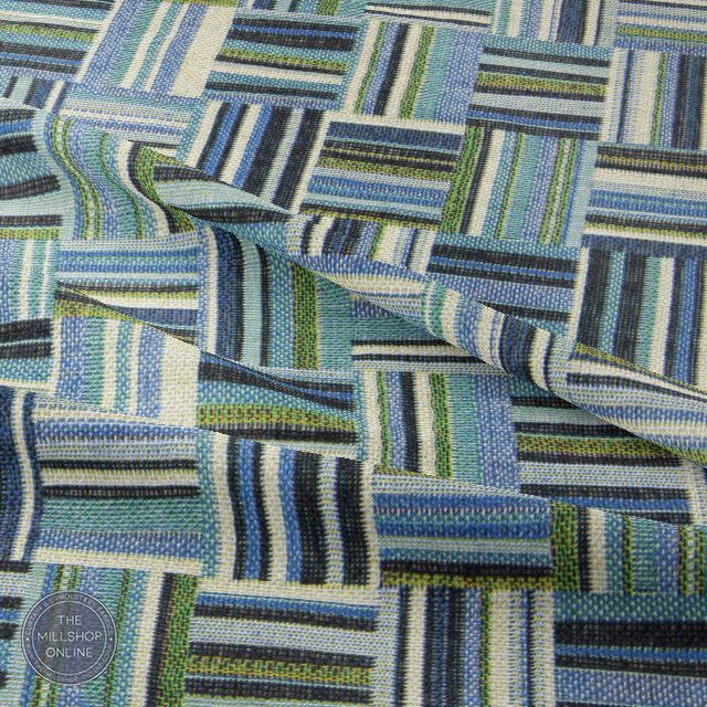 Basket Tapestry Blue - Blue tapestry fabric for curtains and blinds