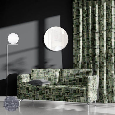 Basket Tapestry Green - Green basket weave roman blind fabric for sale