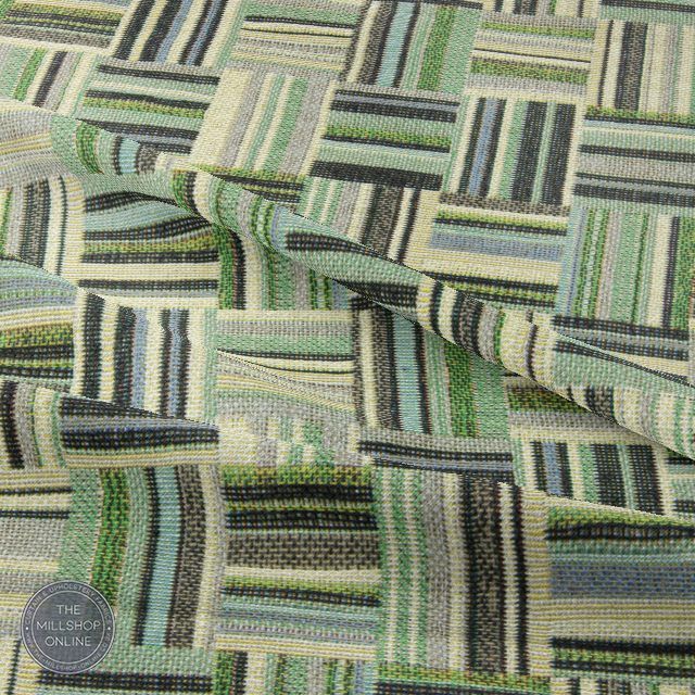 Green Basket Tapestry Upholstery Fabric Cross Stitch Effect The Millshop Online