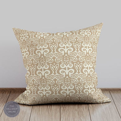Bees Honeycomb - Beige bee design upholstery fabric for sale