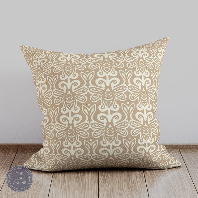 Bees Honeycomb - Beige bee design upholstery fabric for sale