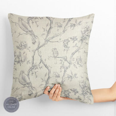 Bilberry Dove Grey - Grey woodland design fabric for sale