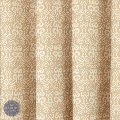 Bees Honeycomb - Beige bee print fabric for curtains 