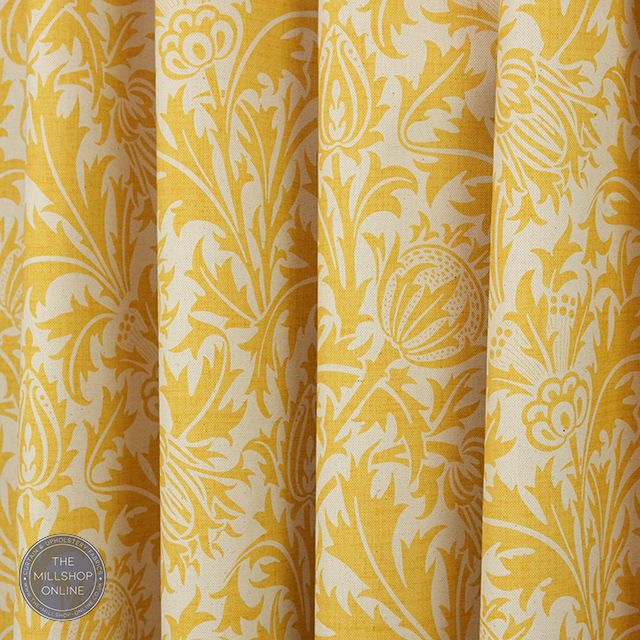 Fouet Mimosa - Yellow botanical fabric for roman blinds uk