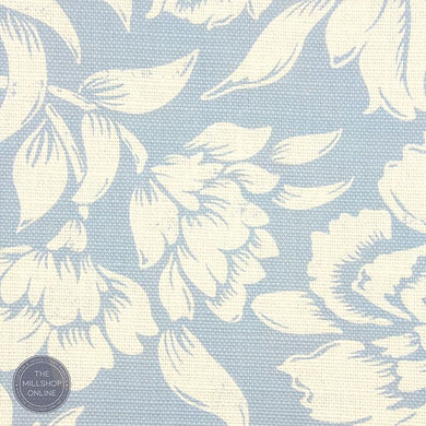 Joelle Wedgwood Blue - Blue Cream mix floral print fabric for curtains uk