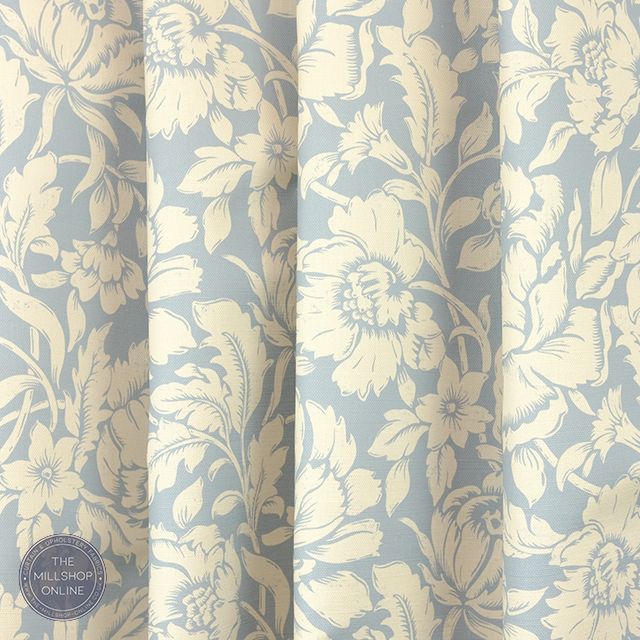 Joelle Wedgwood Blue - Blue traditional floral roman blind fabric for sale