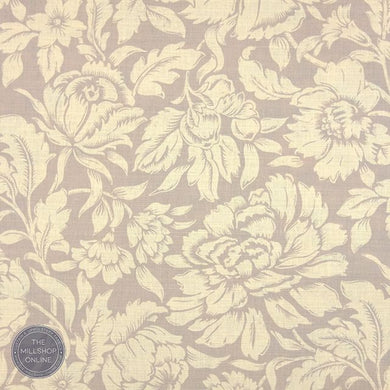 Joelle Dove Grey - Dove Grey two tone floral print fabric for sale