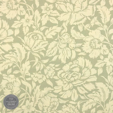 Joelle Sage Green - Sage Green classical floral curtain fabric for sale