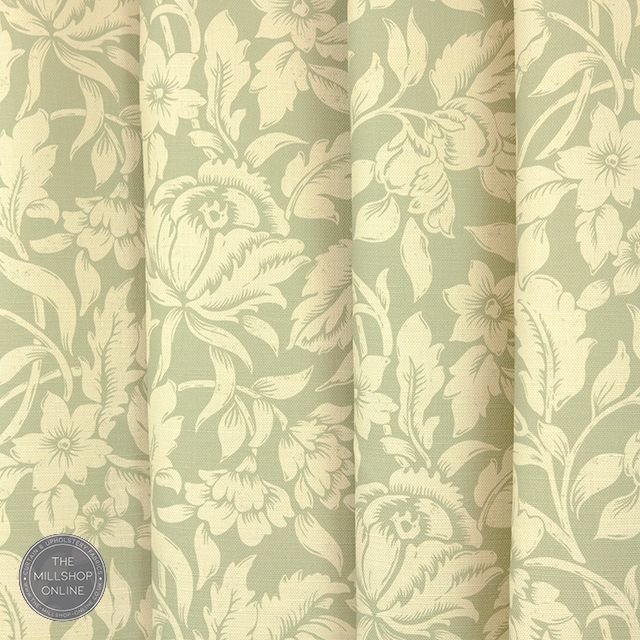Joelle Sage Green - Sage Green botanical print fabric for sale uk