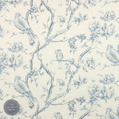 Bilberry Blue - Blue bird curtain fabric