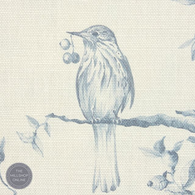 Bilberry Blue - Blue kestrel design fabric