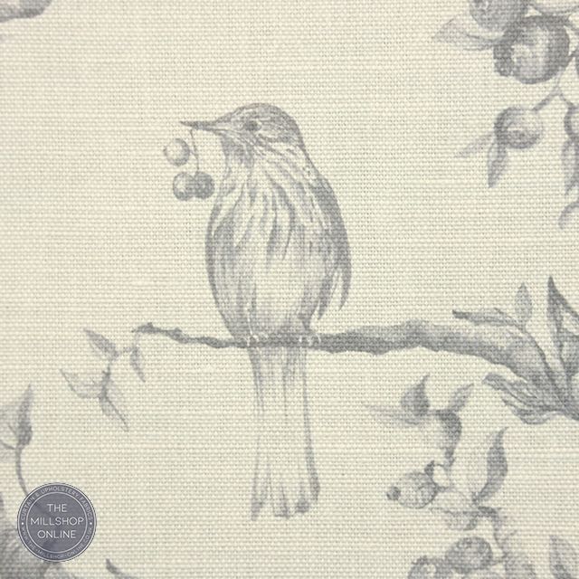 Bilberry Dove Grey - Grey Floral roman Blind Fabric