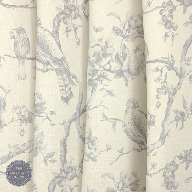 Bilberry Dove Grey - Grey Flower design upholstery fabric uk