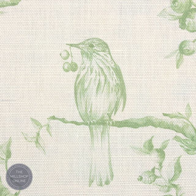 Bilberry Green - Green Floral print curtain fabric uk