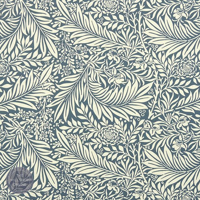 Duston Blue Indigo Flat Linen Fabric - William morris Inspired