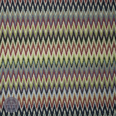 Flame Stitch Tapestry Multi - Multi coloured zigzag curtain fabric